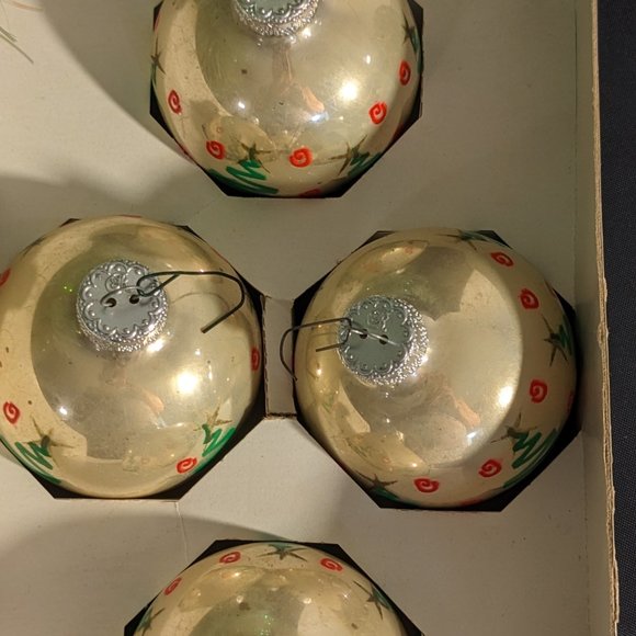 Vtg Holiday Time Rauch Glass Abstract Green Tree Ornaments "R" On The Cap - Picture 8 of 13